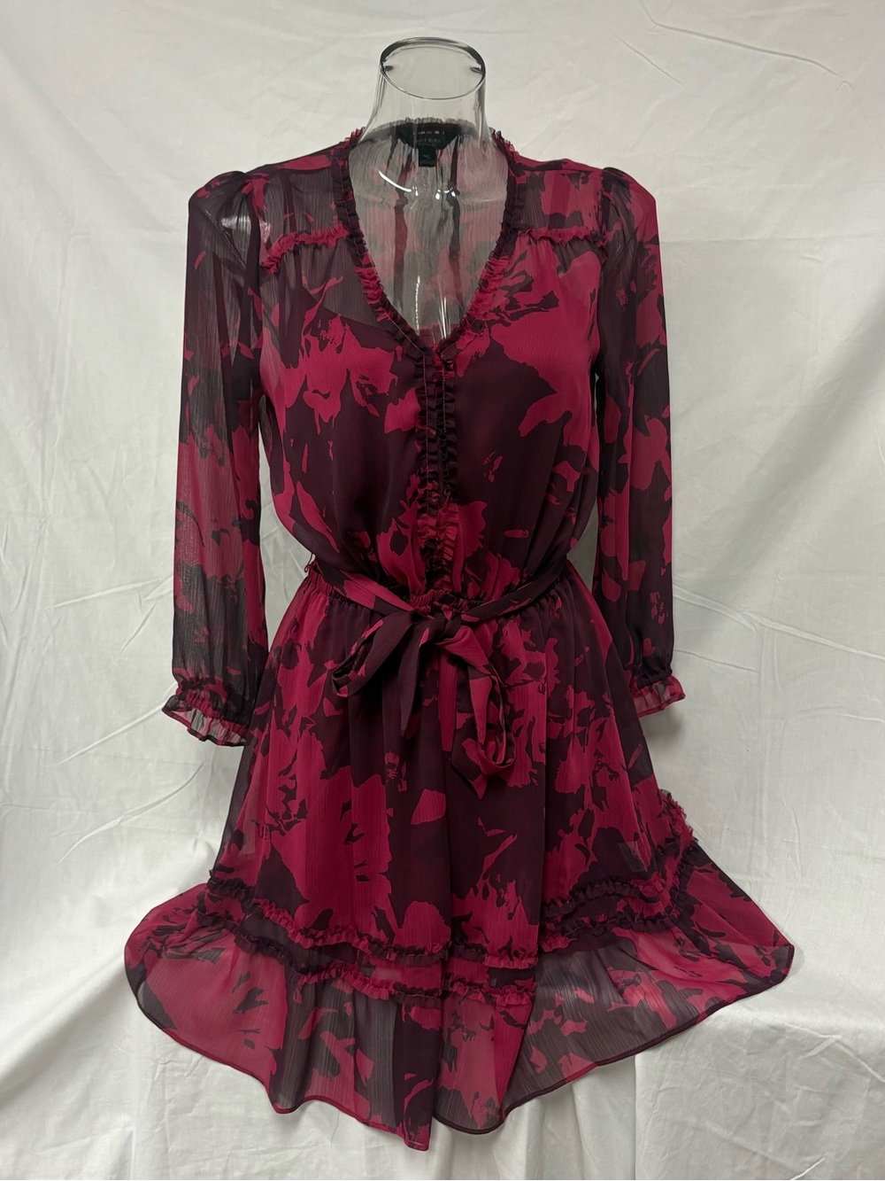 Simply Vera Wang Size Small Floral Sheer Longsleeve Dress